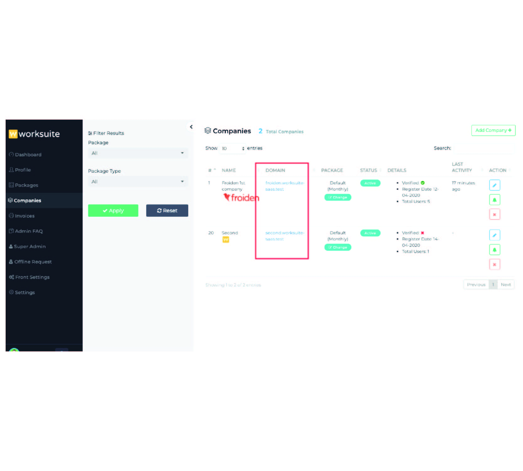 Worksuite SAAS 的子域模块